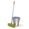 Cleaning equipment. Bucket and mop