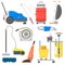 Cleaning equipment vector set.