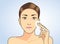 Cleaning face skin with facial cotton