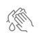 Cleaning hands with disinfectant drop line icon. Hand disinfection, hygiene symbol