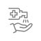 Cleaning hands with disinfectant line icon. Hygiene, disinfection product symbol