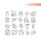Cleaning, housekeeping line vector icon set