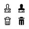 Cleaning icon represented by a broom and trash can
