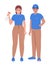 Cleaning and janitorial services staff semi flat color vector characters