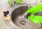 Cleaning kitchen sink and drain