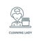 Cleaning lady line icon, vector. Cleaning lady outline sign, concept symbol, flat illustration