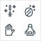 cleaning line icons. linear set. quality vector line set such as apron, glove, mirror