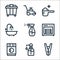 cleaning line icons. linear set. quality vector line set such as clip, hand wash, washing machine, dishwasher, spray, shower,