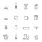 Cleaning outline gray vector icons set. Modern minimalistic design.