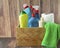 Cleaning products. Bottle with liquid for cleaning floors, windows. House cleaning and disinfection. Spring cleaning at home