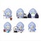 Cleaning service blue love ring box cute cartoon character using mop