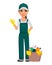 Cleaning service concept. Cheerful cartoon character