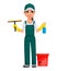 Cleaning service concept. Cheerful cartoon character