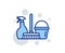 Cleaning service icon. Spray, bucket and mop. Vector