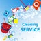 Cleaning service illustration. Poster template for house cleaning services.