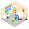 Cleaning Service Isometric Scene