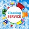 Cleaning service. Poster template or background for house cleaning services. Vector