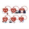 Cleaning service red heart necklace cute cartoon character using mop