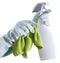 Cleaning service and solutions. Hands with gloves, rags and spray bottle isolated on white background, search cleaning company on