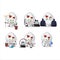 Cleaning service white love ring box cute cartoon character using mop