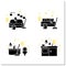Cleaning services glyph icons set
