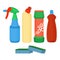 Cleaning spray, chemical washing liquid, detergent powder, bleach bottle vector
