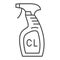 Cleaning spray CL in bottle, pulverizer thin line icon, cleaning concept, washing agent vector sign on white background