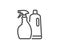 Cleaning spray and Shampoo line icon. Cleanser.