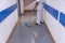 Cleaning staff performing disinfection and hygiene work in hospital facilities