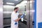 Cleaning staff performing disinfection and hygiene work in hospital facilities