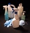 Cleaning supplies and equipment for sanitizing on black