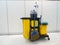 Cleaning tools cart wait for cleaning.Bucket and set of cleaning equipment in the office. janitor service janitorial for your