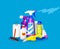 Cleaning tools. House icons for poster. Washing machine, Detergents Cleanser for apartments, Water bucket for Mopping