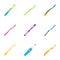 Cleaning toothbrush icon set, flat style