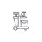 cleaning trolley vector line icon, sign, illustration on background, editable strokes