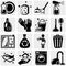 Cleaning vector icons set on gray.