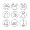 Cleaning, wash line icons. Washing machine, sponge, mop, iron, vacuum cleaner, shovel and other clining icon. Order in the house t