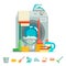 Cleaning washing concept supplies icons flat design vector illustration