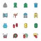 Cleaning and washing filled outline icons set