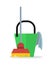 Cleaning Web Banner. Bucket with Duster and Broom