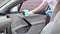 Cleaning and wiping car doors and handles from dust and dirt. Car care