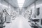 cleanroom with multiple micro-robotic devices performing precise medical procedures