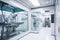 cleanroom with robotic arm providing close-up view of sterile environment