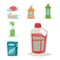 Cleanser bottle chemical housework product care wash equipment cleaning liquid flat vector illustration.