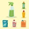 Cleanser bottle chemical housework product care wash equipment cleaning liquid flat vector illustration.