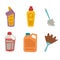 Cleanser bottle chemical housework product care wash equipment cleaning liquid flat vector illustration.