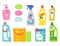 Cleanser bottle chemical housework product care wash equipment cleaning liquid flat vector illustration.