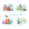 Cleanup colorful set. Cleaning service 24 hours vector illustration in modern flat design.