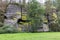 Clear autumn wooded Landscape in Bohemian Paradise Cesky Raj, Sandstone Rock, Czech Republic