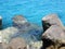 Clear azure sea water landskape and rocks near Crete coast, Greece